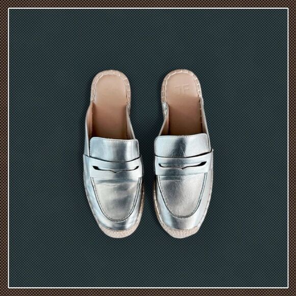 JustFab Ailana Flat Mule Metallic Slip-On Espadrille - Picture 7 of 16